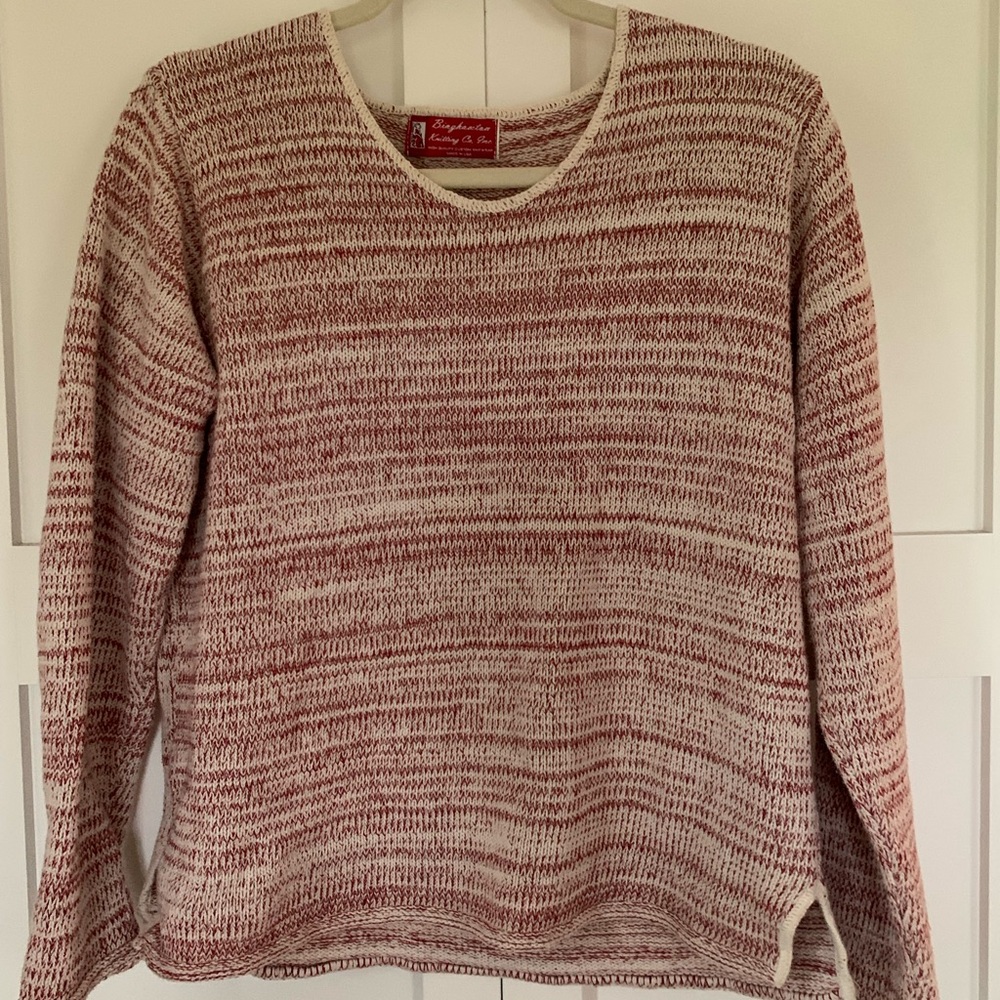 Vintage Comfortable Red and White Binghamton Knit Sweater